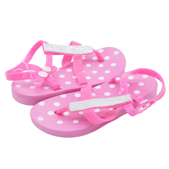 Delias Girl Other - Delias Girl Sandals Little Girl 11/12 Pink Jelly Silver Glitter Button Slingback